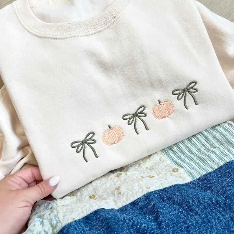 Embroidered Coquette Halloween Icon Crewneck Sweatshirt | Cute Halloween | Spooky Season