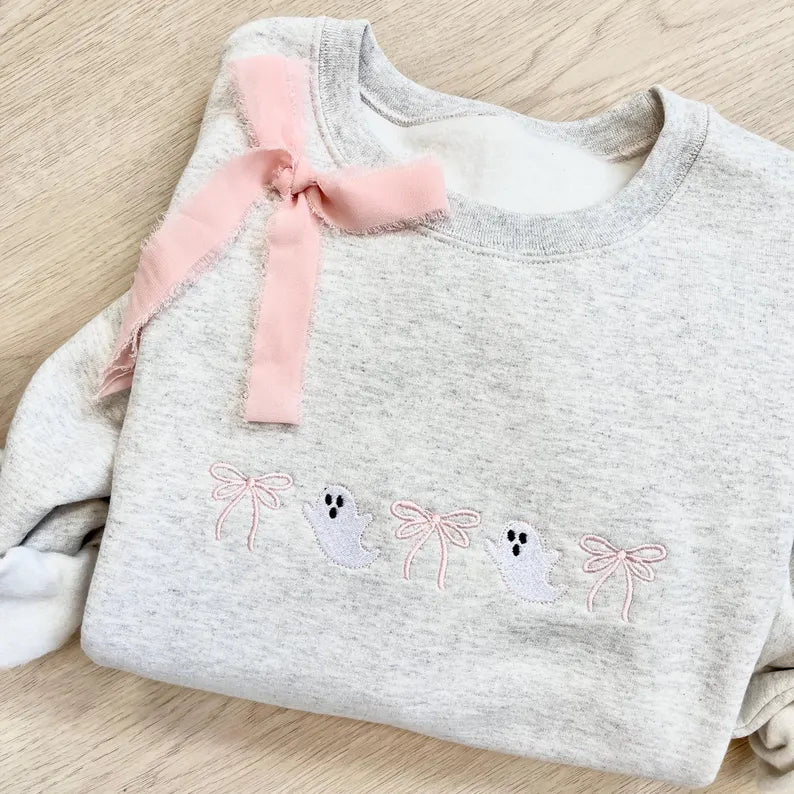 Embroidered Coquette Halloween Icon Crewneck Sweatshirt | Cute Halloween | Spooky Season