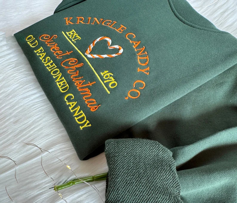 Embroidered Kringle Co Candy Christma Sweatshirt