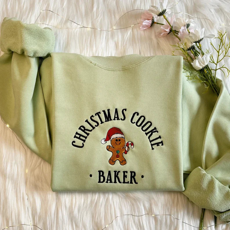 Embroidered Christmas Cookie Sweatshirt for Couple